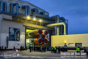 Today, a group of our tourists watched the Progress MS-29 being removed from the assembly and testing complex.